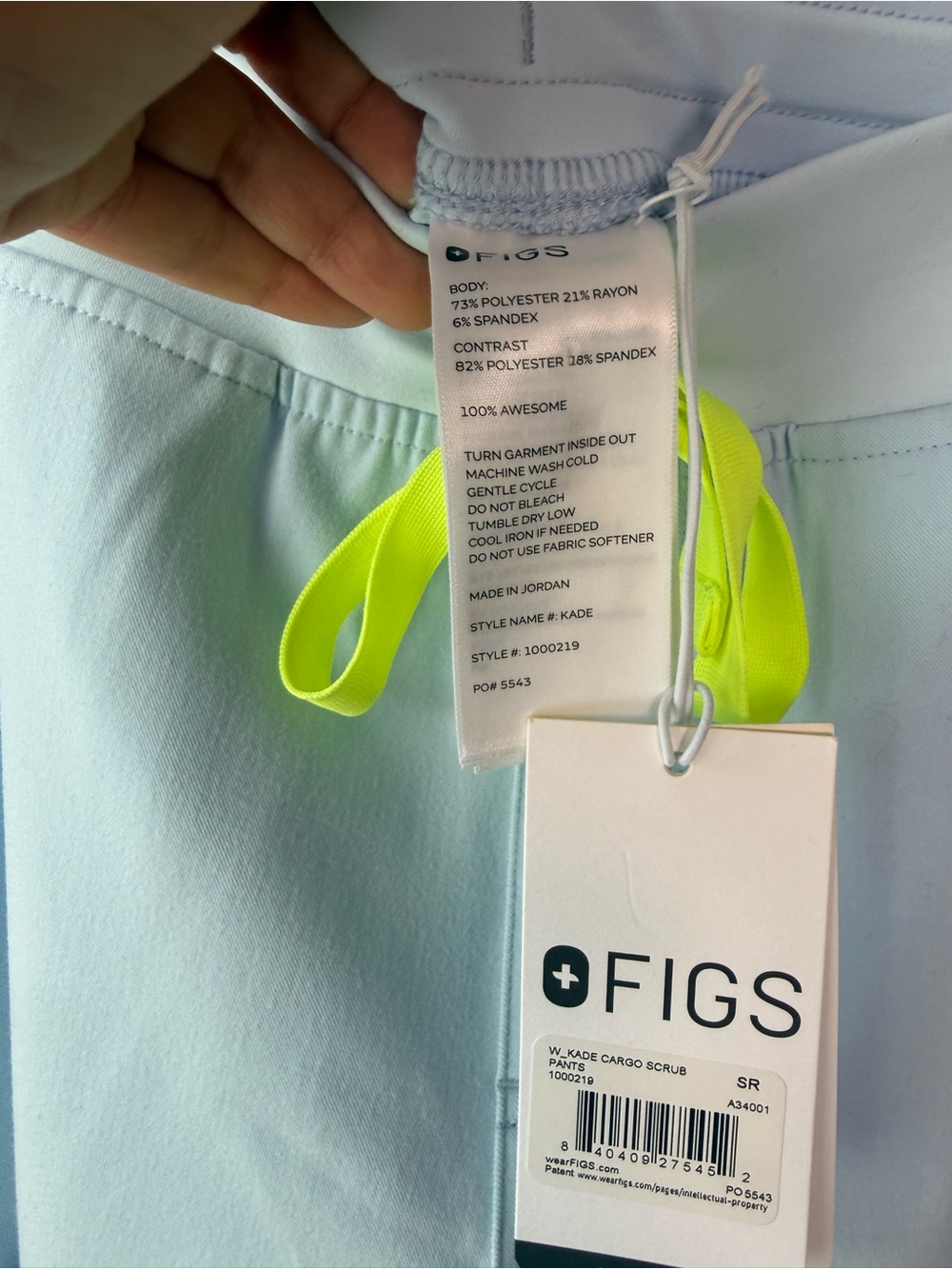 FIGS Kade Cargo Scrub Pants Open Skies Blue S Regular NWT - Picture 6 of 12